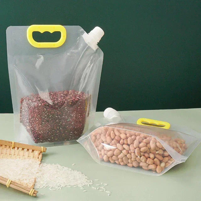 Kit 5 Sacos Smart - Armazenar Alimentos com Tampa Dispenser