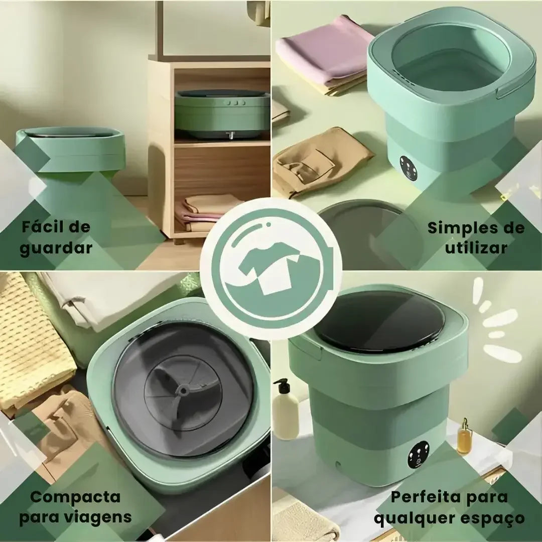 Mini Máquina de Lavar Roupa Dobrável TurboClean 9 Litros