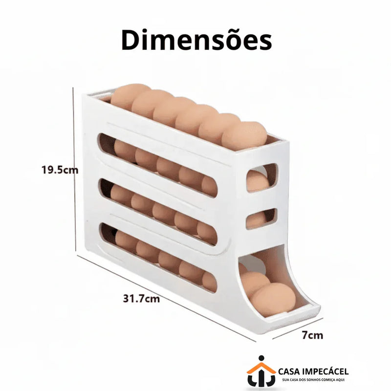 Organizador Porta-Ovos com Rolagem Automática