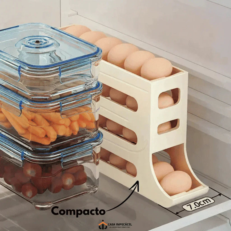 Organizador Porta-Ovos com Rolagem Automática