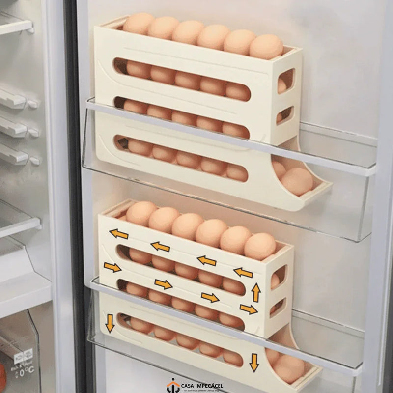 Organizador Porta-Ovos com Rolagem Automática