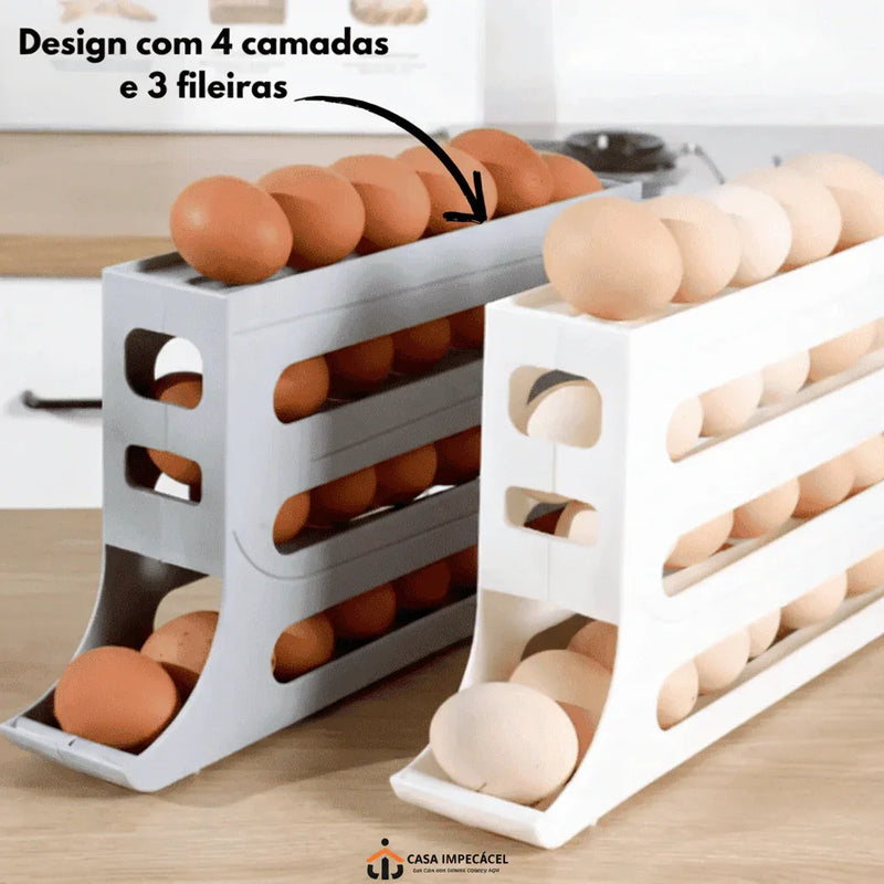 Organizador Porta-Ovos com Rolagem Automática