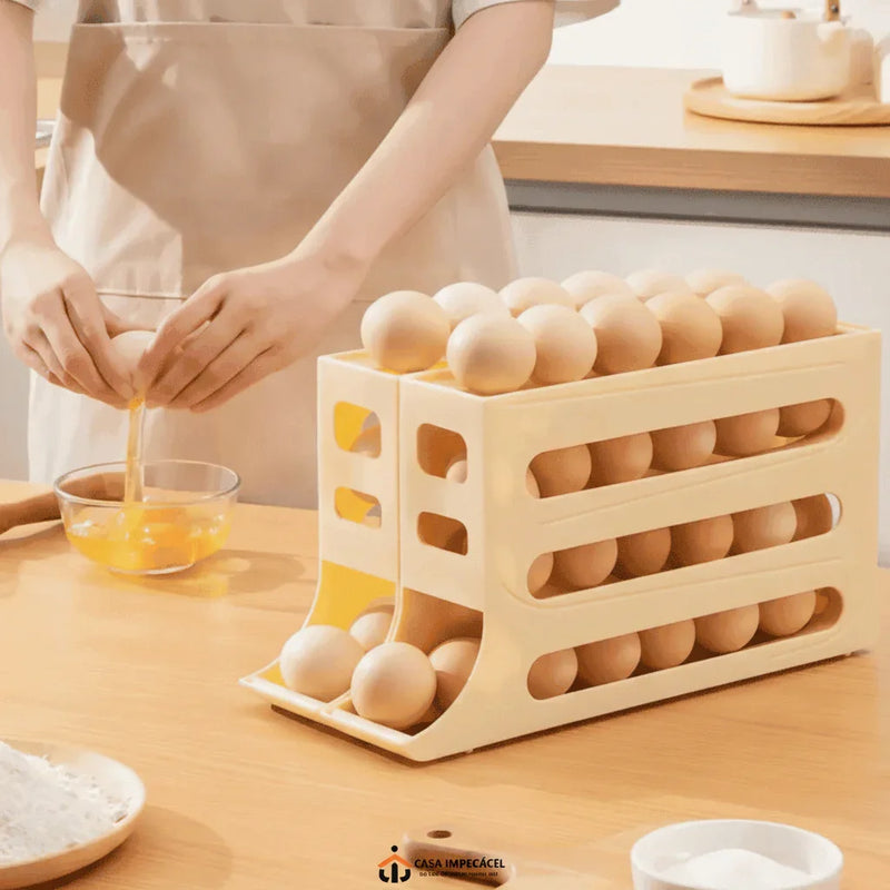 Organizador Porta-Ovos com Rolagem Automática