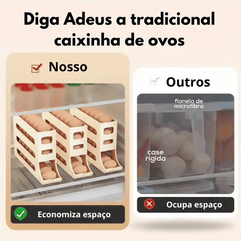Organizador Porta-Ovos com Rolagem Automática