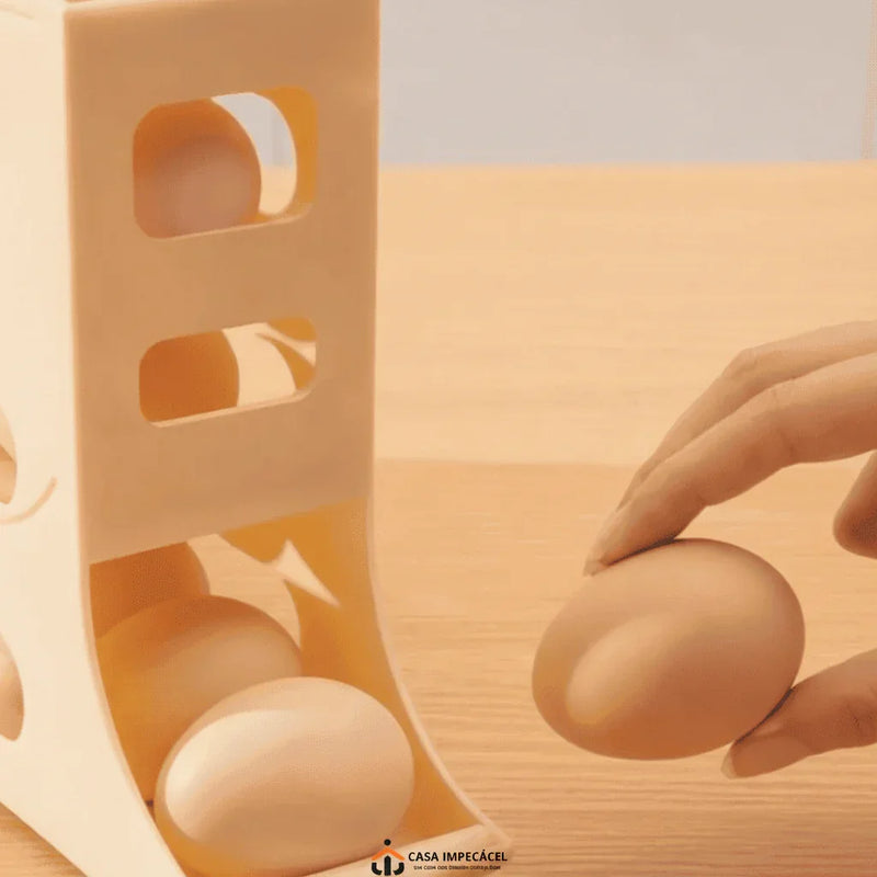 Organizador Porta-Ovos com Rolagem Automática