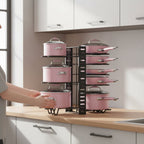 Organizador de Panelas e Tampas com 8 Níveis Ajustáveis — Mais Espaço e Organização na Sua Cozinha